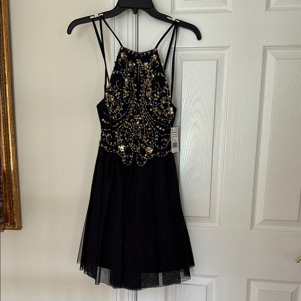 Elegant Blue and Gold Dress